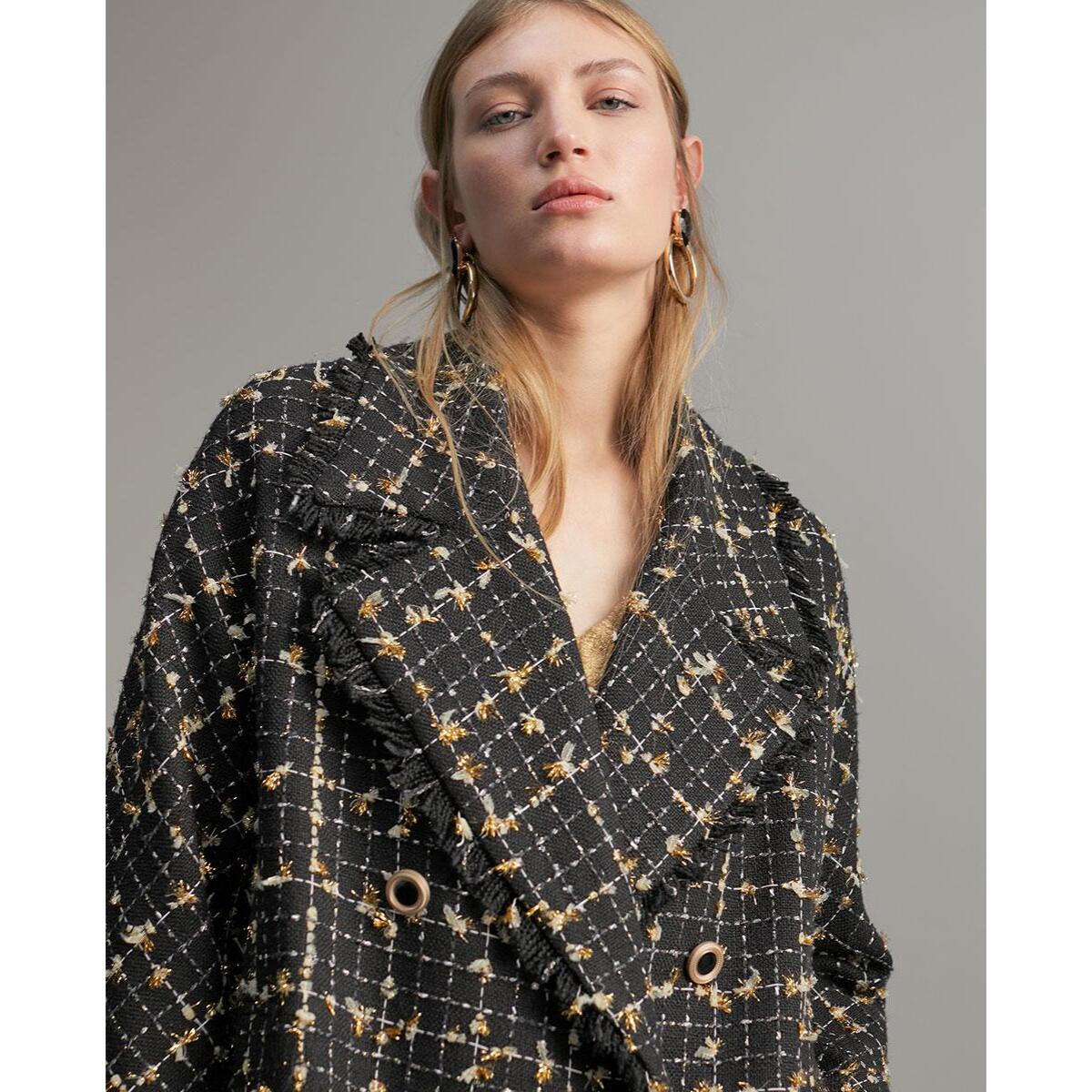 Cappotto midi con dettagli in lurex