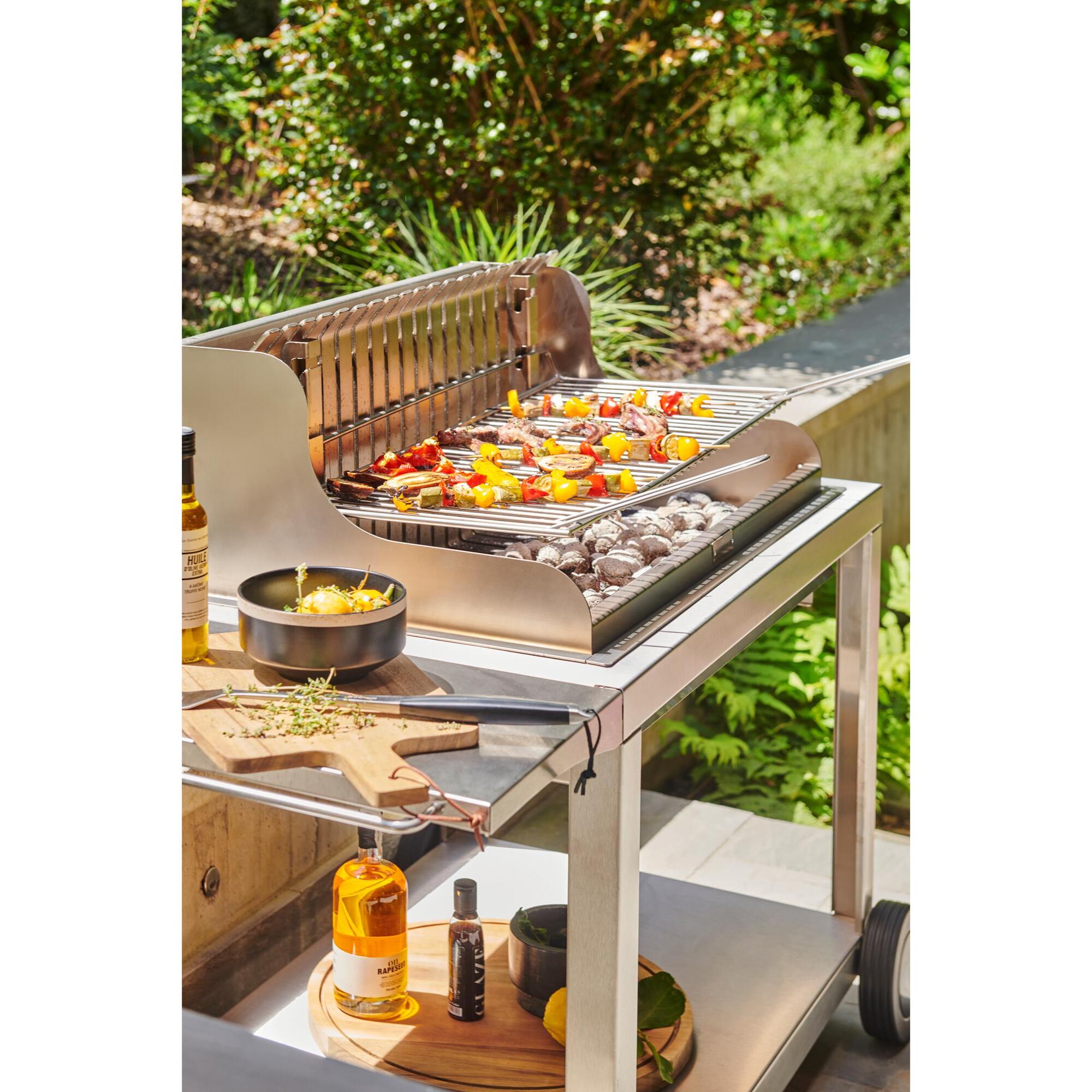 LE MARQUIER - Barbecue Irissarry Inox 78*32 Sur Chariot