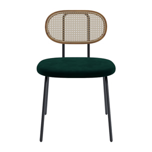 Lot de 2 chaises en rotin et velours