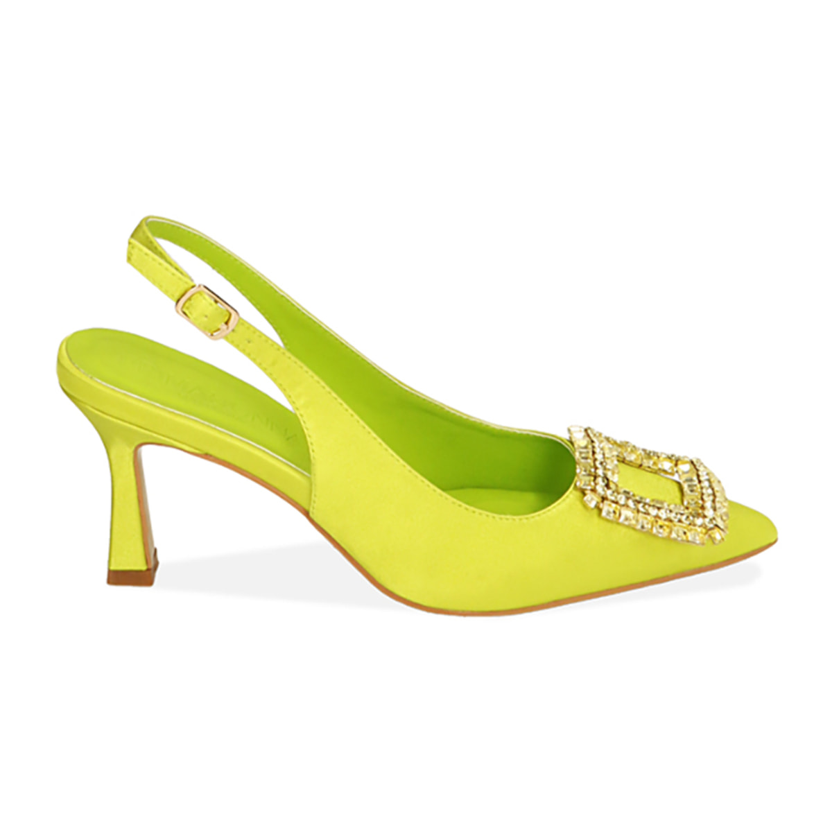 Décolleté slingback cedro in raso, tacco 7,5 cm