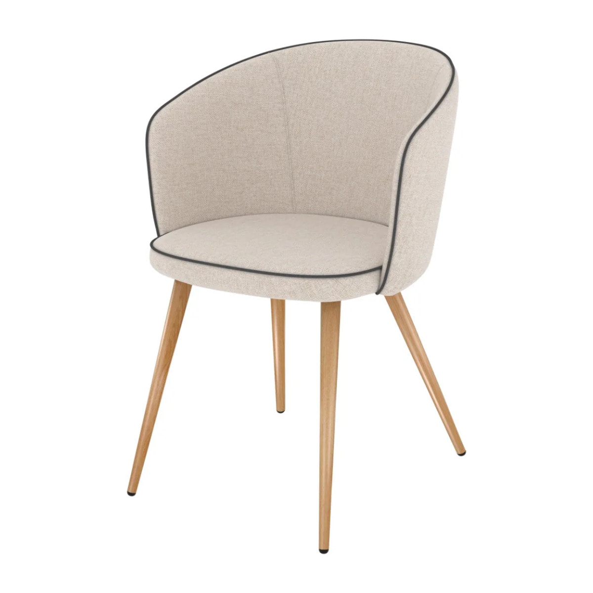 Lot de 2 chaises en tissu beige - Chiara