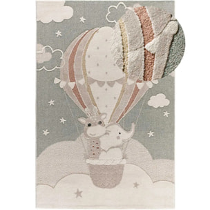 CLOWN Alfombra infantil con animales en globo, 120x170 cm