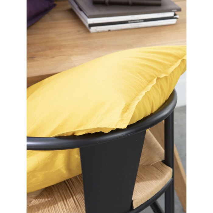 Paire de Taies D'oreiller 100% percale Coton LavÉ 80fils Jaune