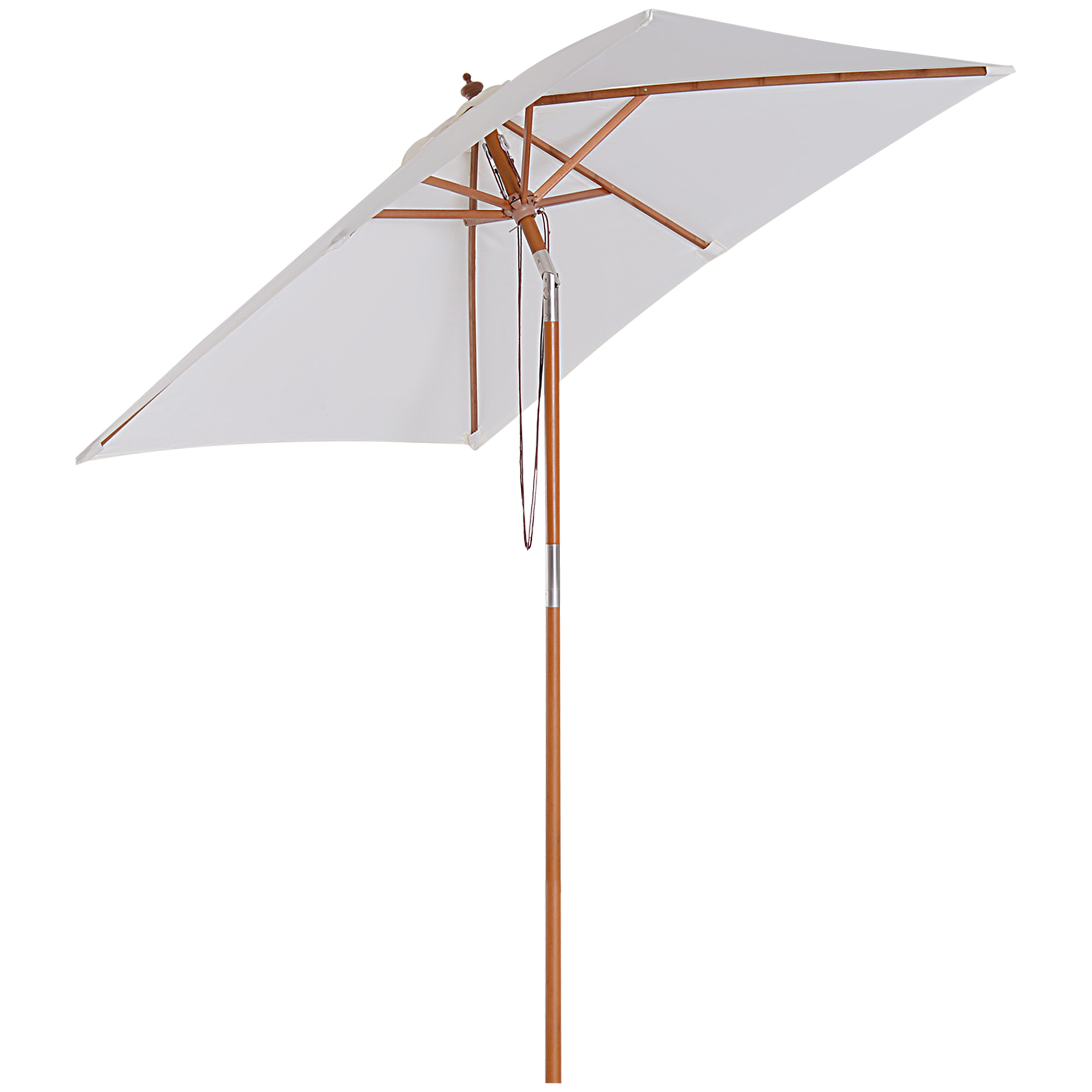 Parasol rectangulaire inclinable bois polyester haute densité 2L x 1,5l x 2,3H m crème