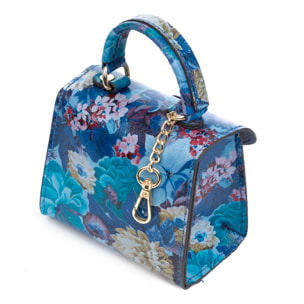 Annicco mini borsa a mano e a tracolla per donna. Pelle autentica finitura Ruga stampata con fiori.