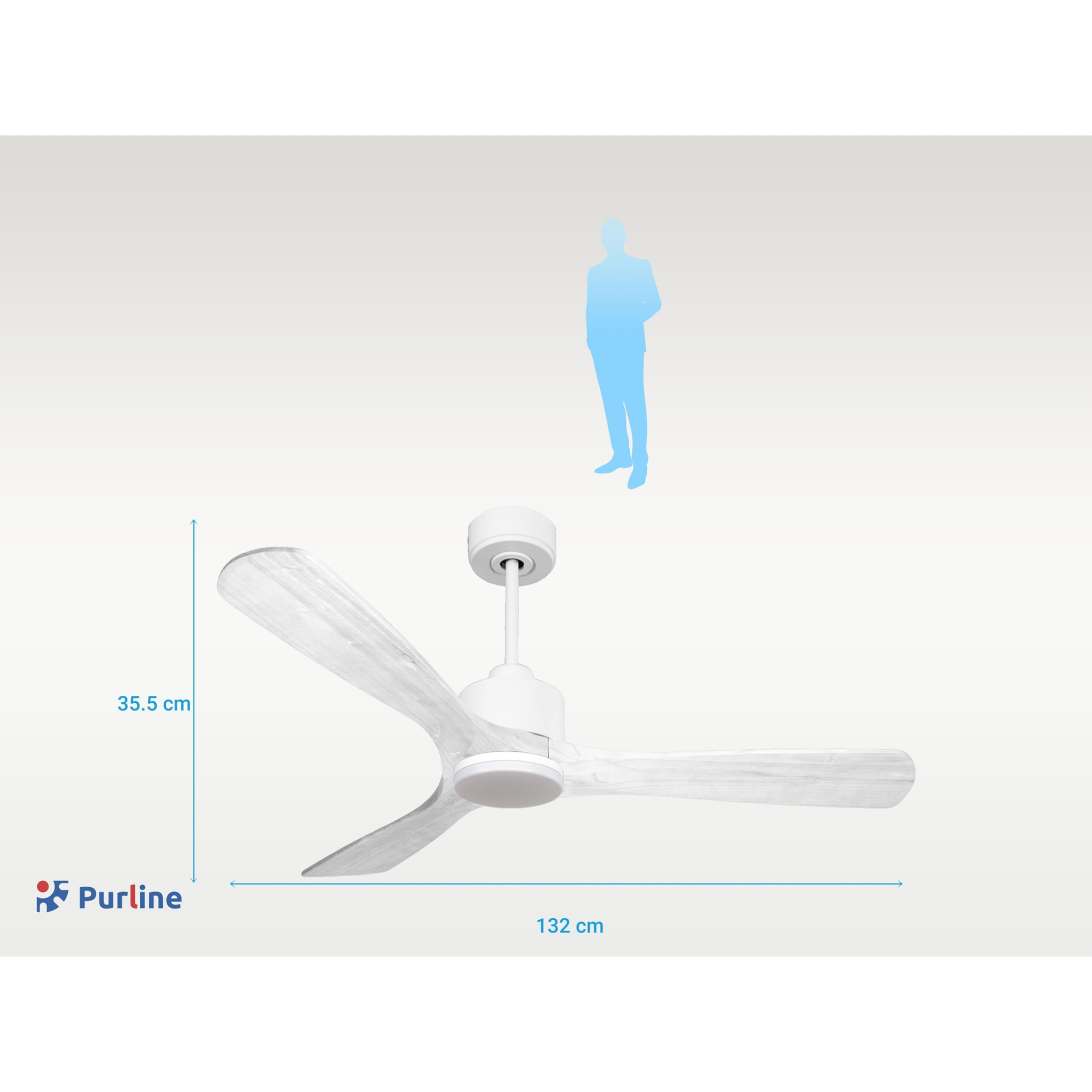 Ventilador de techo Modo Invierno/Verano Termostato Dimable Wifi Motor DC Techos Inclinados Mando a Distancia Luz tres tonos Hypersilence Memoria Vendible Shopify (AUTOMATICO) NusaD132C03LED64958 PURLINE