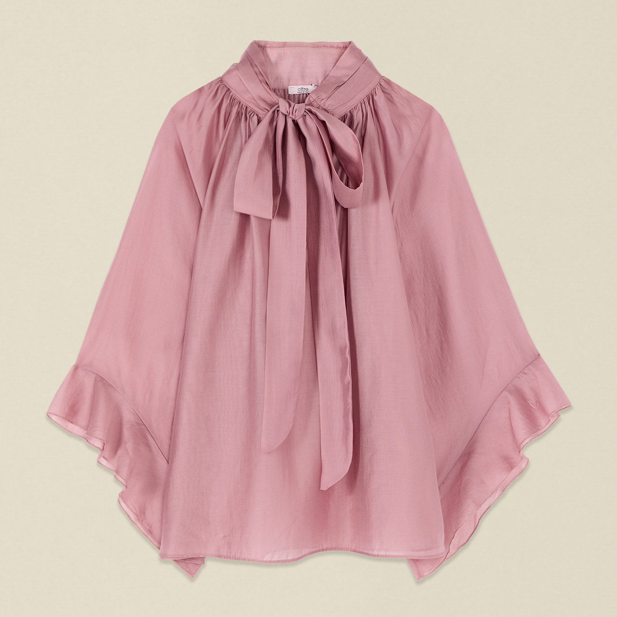 Oltre - Blusa in voile con fiocco - Rosa