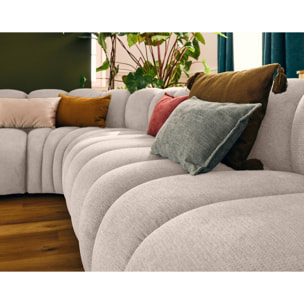 Debbie - canapé modulable d'angle droit 5 places en tissu texturé - Beige