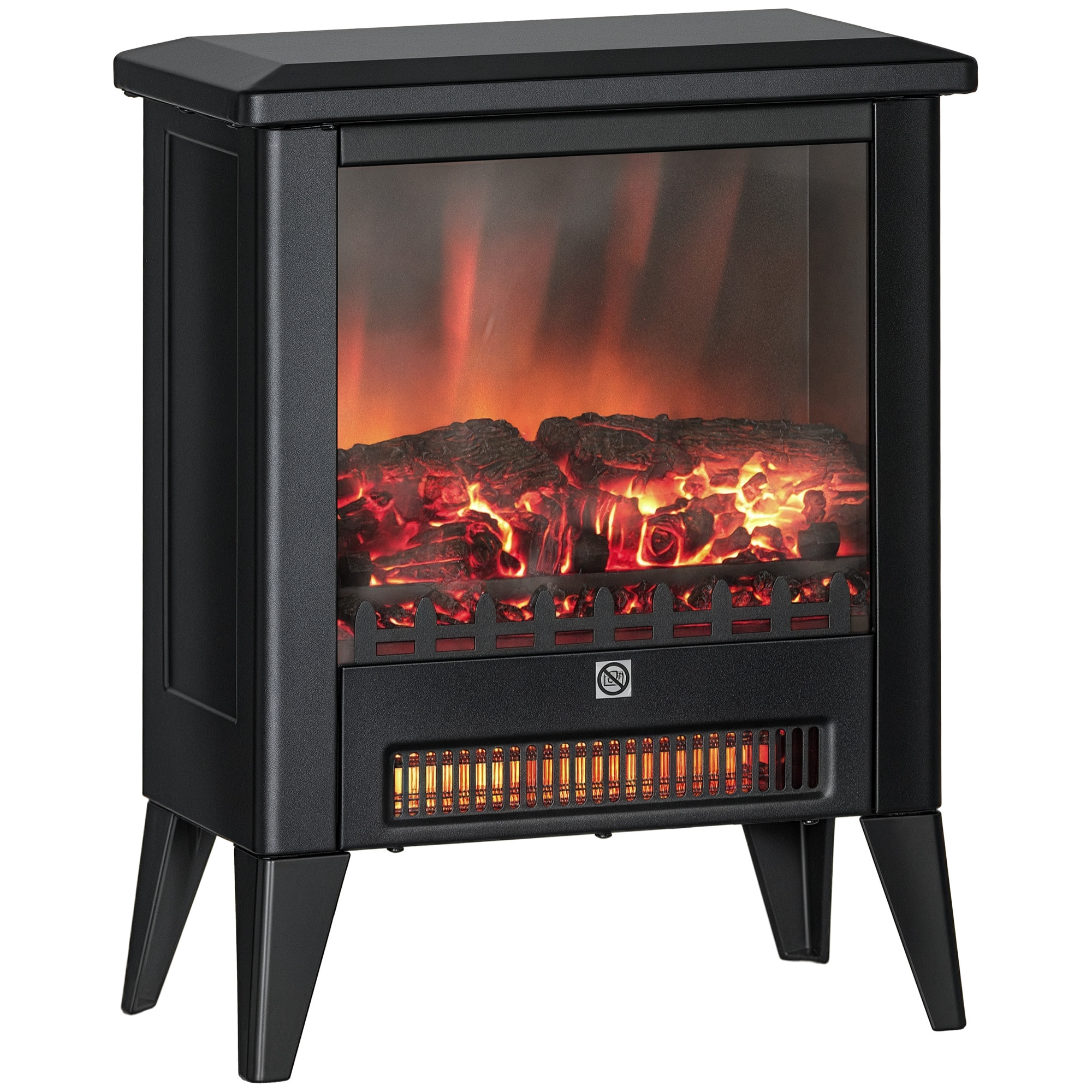 Chimenea Eléctrica, 1800W, Chimenea Decorativa Independiente, Efecto de Llama LED, Bajo Ruido, Protección contra Sobrecalentamiento, para 30 m², Sala, Dormitorio, Negro