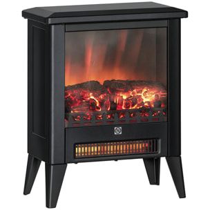 Chimenea Eléctrica, 1800W, Chimenea Decorativa Independiente, Efecto de Llama LED, Bajo Ruido, Protección contra Sobrecalentamiento, para 30 m², Sala, Dormitorio, Negro