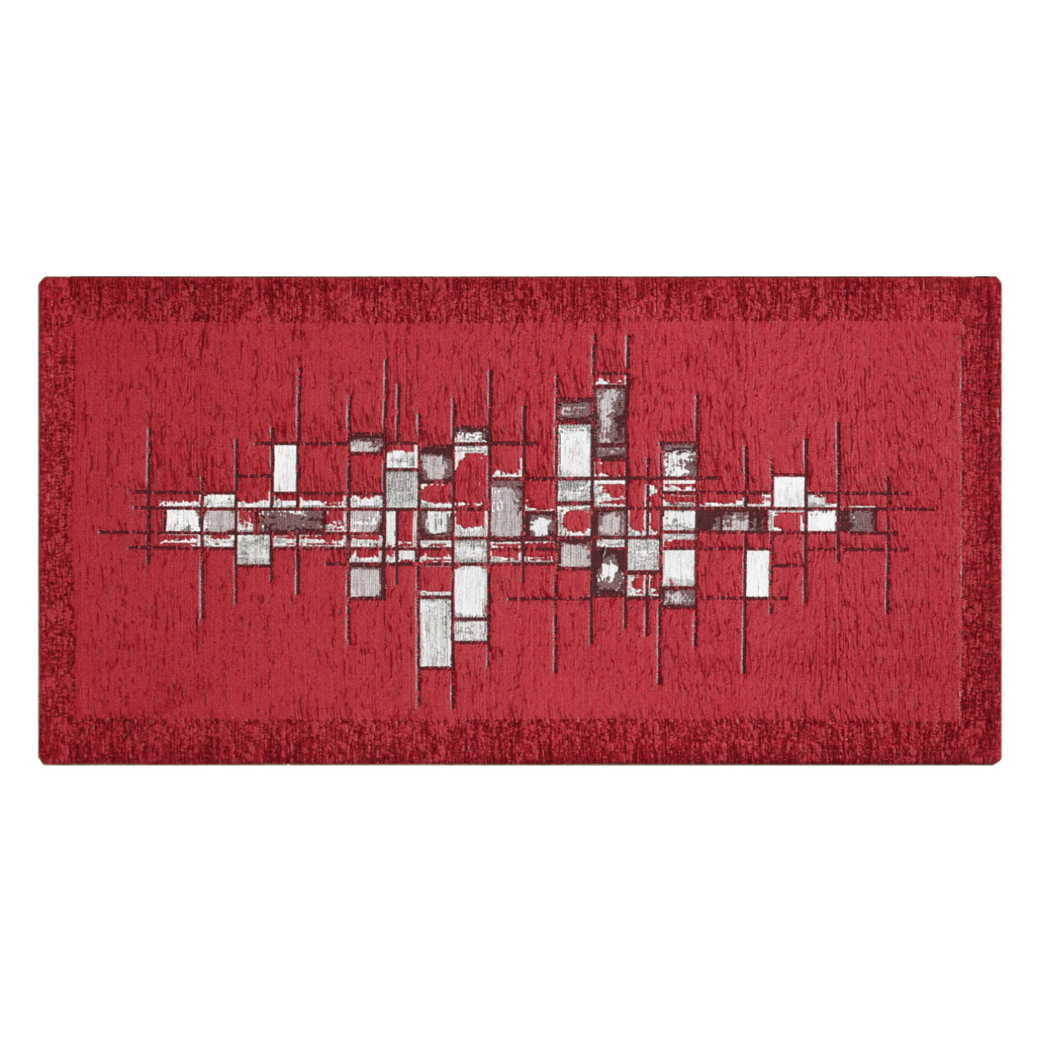Tappeto Jacquard Ideale Cucina Ingresso Made In Italy Antiscivolo, Lavabile, Morbido Disegno Pixel Rosso By Suardi