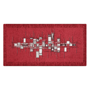 Tappeto Jacquard Ideale Cucina Ingresso Made In Italy Antiscivolo, Lavabile, Morbido Disegno Pixel Rosso By Suardi