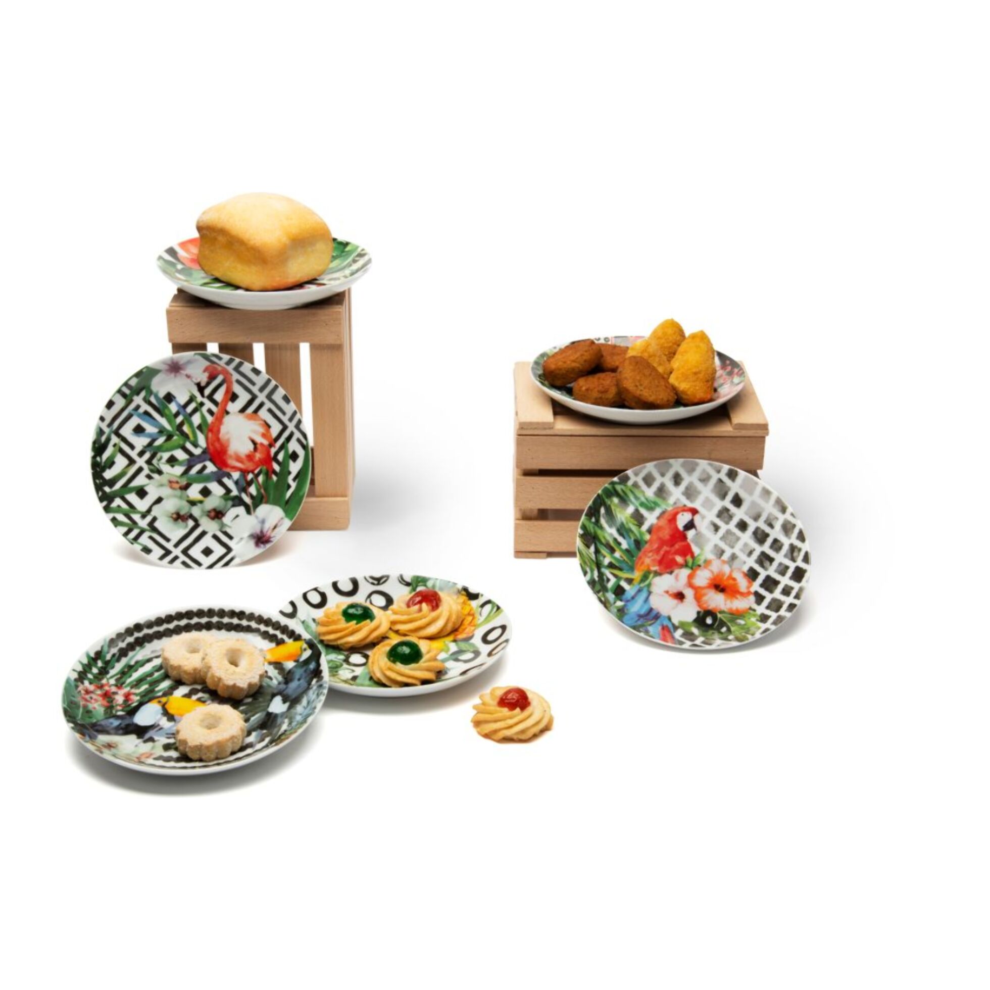 Set de 6 assiettes apéritif en porcelaine Excelsa – Tropical Chic, Multicolore