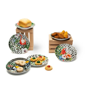 Set de 6 assiettes apéritif en porcelaine Excelsa – Tropical Chic, Multicolore
