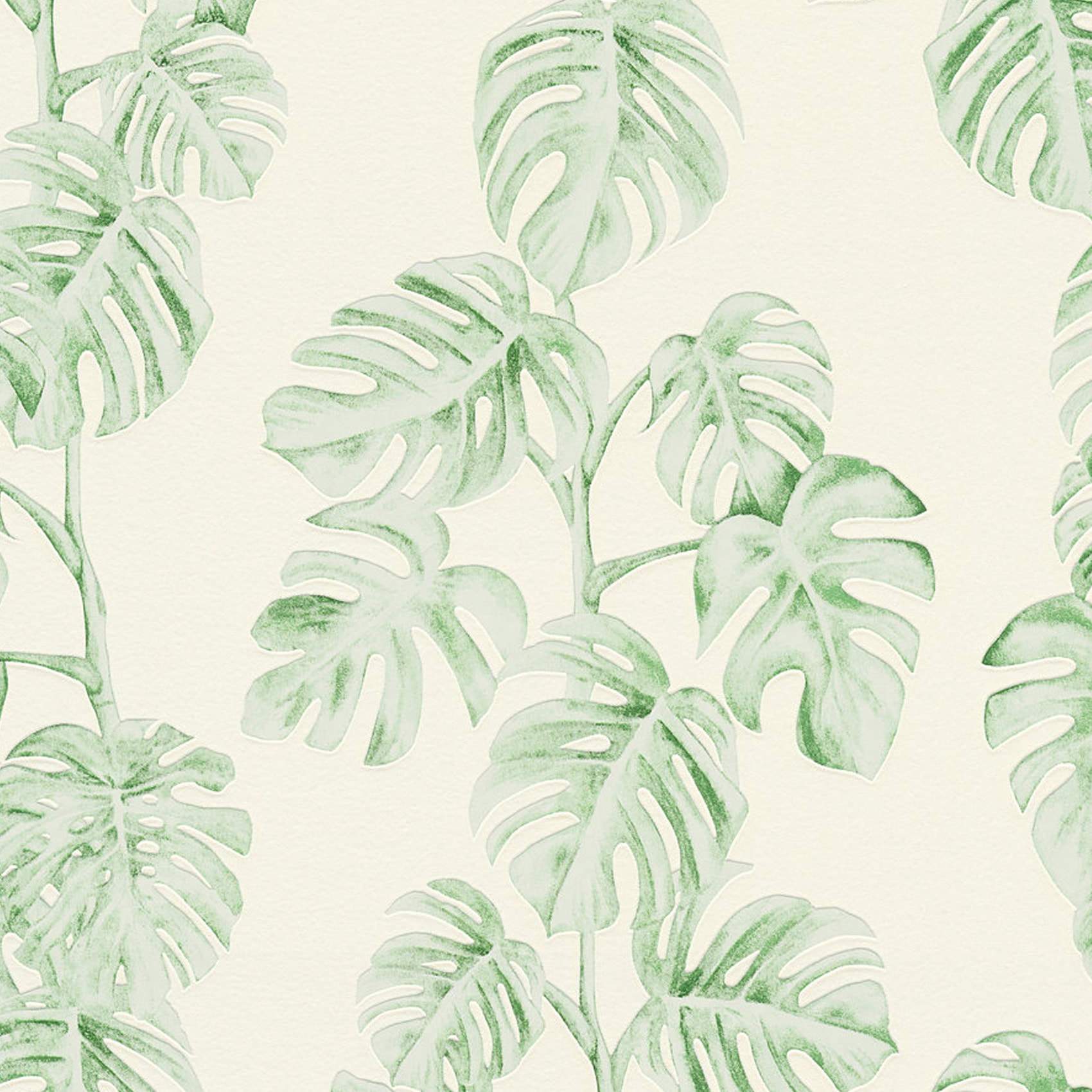 Papier peint imprimé feuillage Monstera - Vert