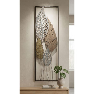 PANNELLO IN FERRO E LEGNO FOGLIE -B- CM 30,5X2,5X99,5