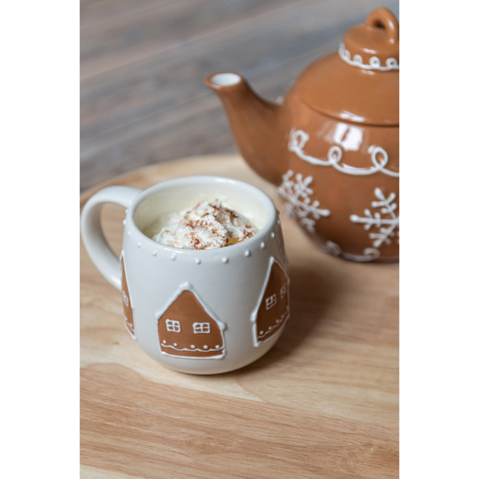 J-Line mug Cookie - céramique - brun/blanc - 2 pièces