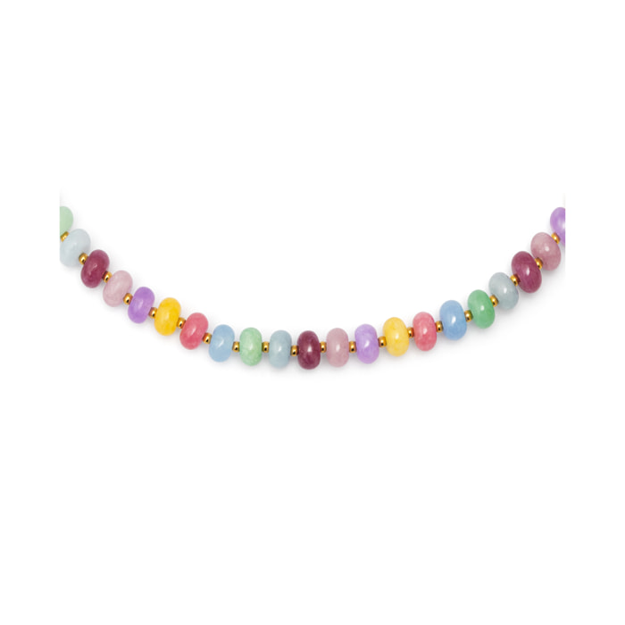 Collar Color Stones Acero Baño Oro
