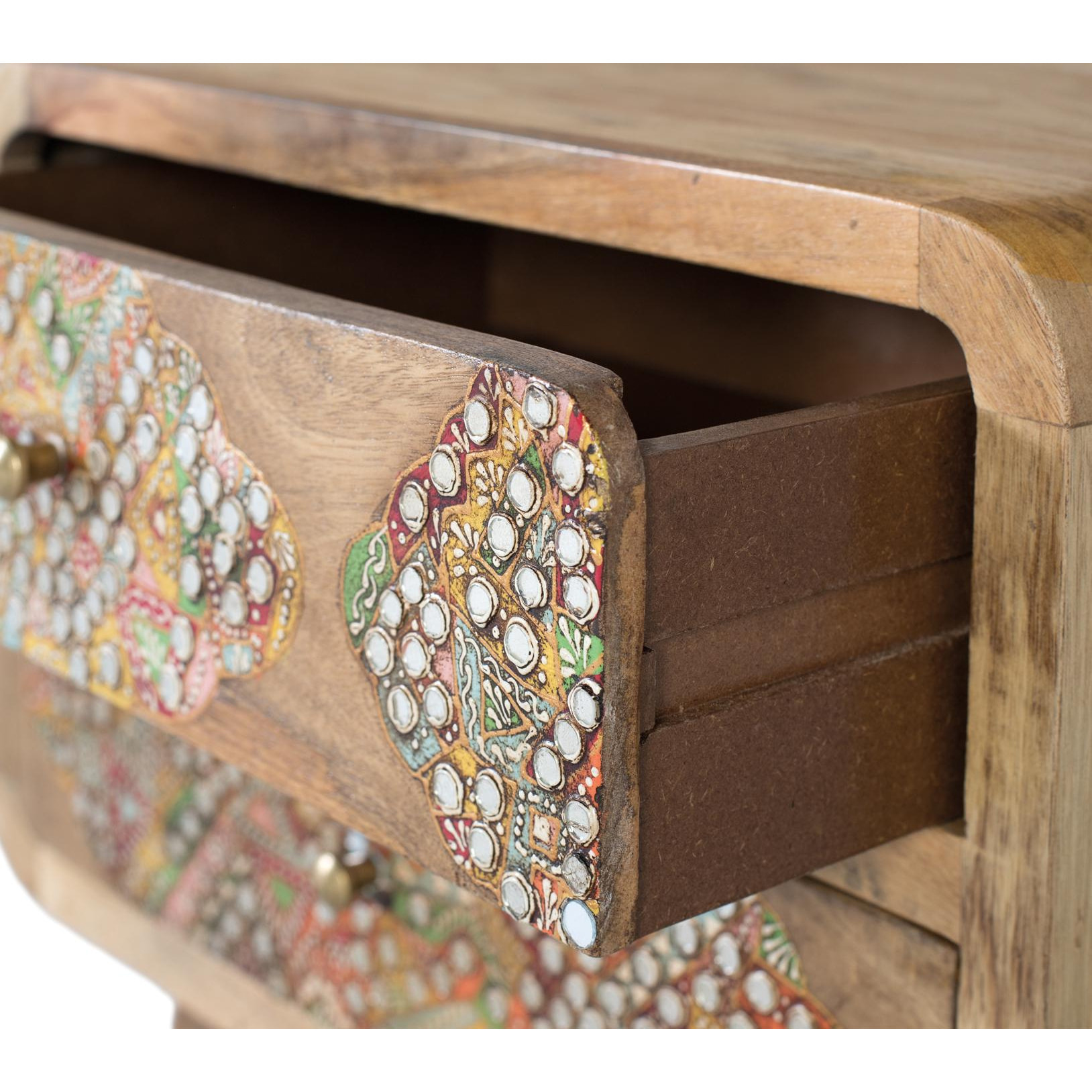 Mesitas de Noche de Madera de Mango 50 Cm Estilo Boho Étnico