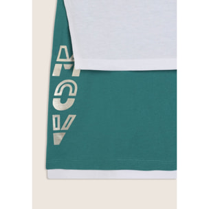 Completo t-shirt cropped e canotta con stampa perlata