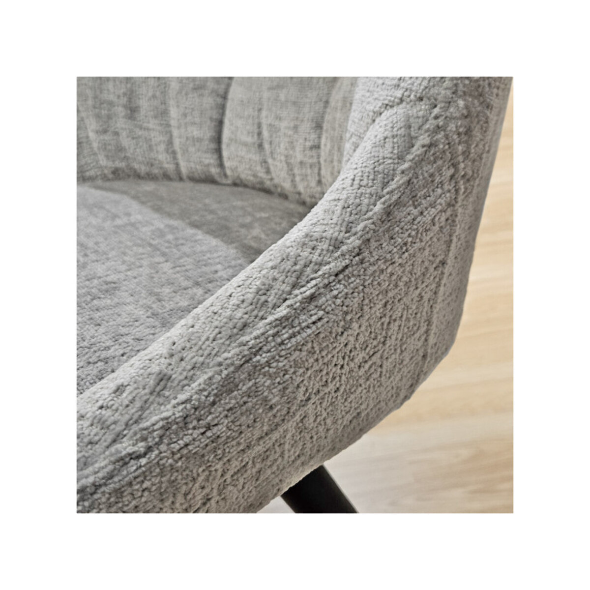 Chaise rotative 180° en tissu doux et pieds en métal noir - TOINOU