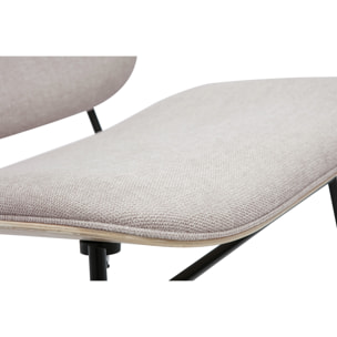 Fauteuil en tissu effet velours texturé beige et métal noir SHELBY