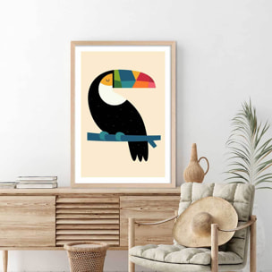 Affiche  toucan Affiche + cadre en bois - Chêne