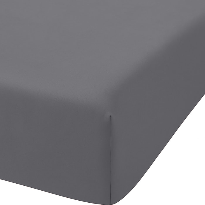 Drap Housse - Bonnet:30cm 100% percale Coton 80fils Uni Gris