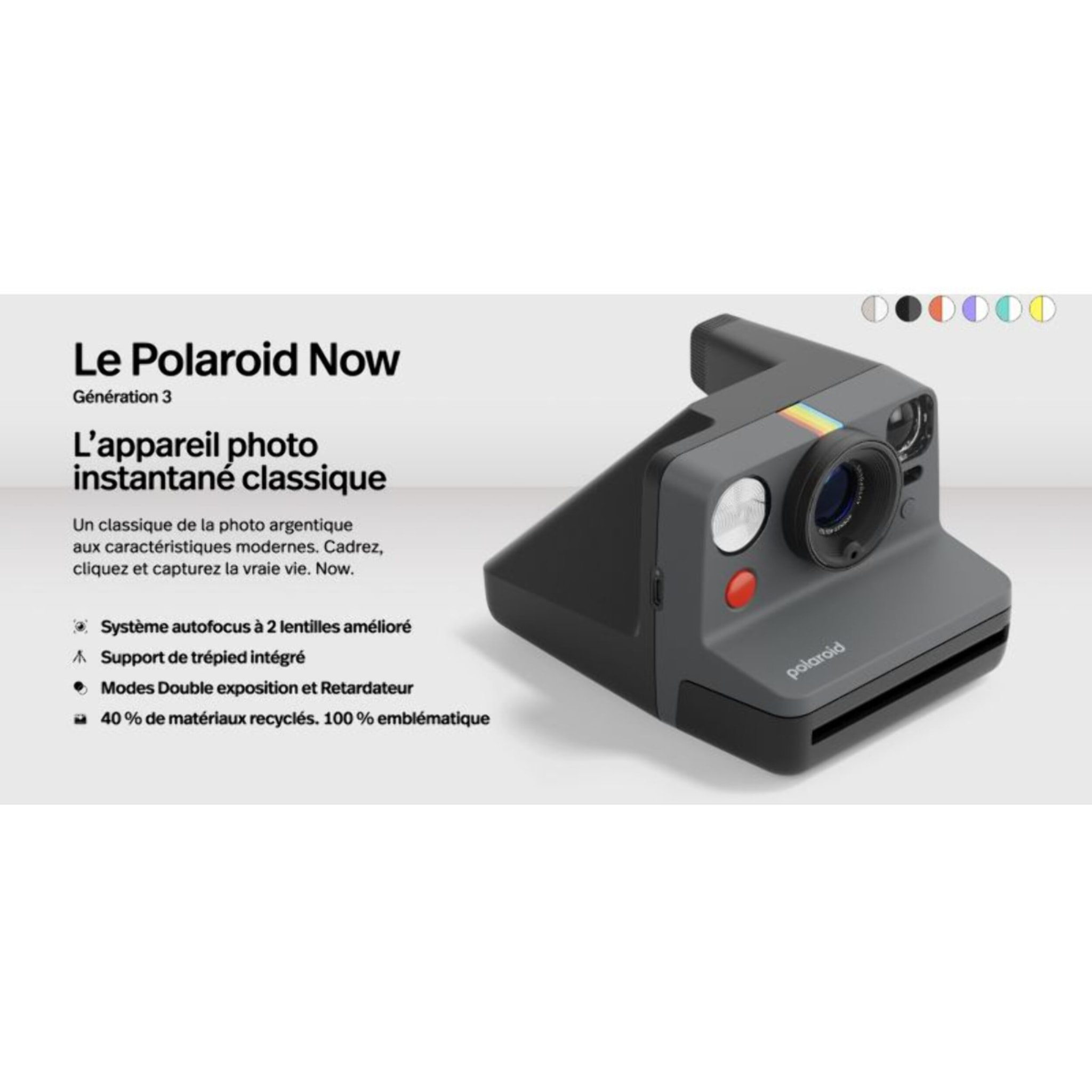 Appareil photo Instantané POLAROID Now Generation 3 Black + 8 Film
