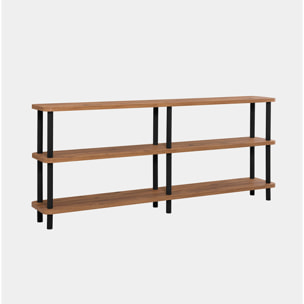 TYR Étagère design basse noir et bois 180 cm