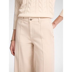 Elena Mirò - Pantaloni cropped marinière - Beige