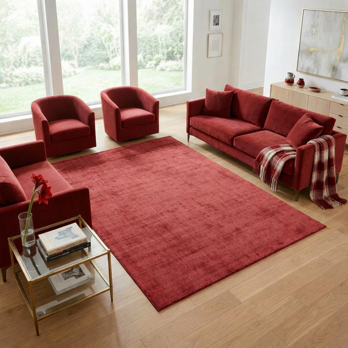 Tapis artisanal Dudu motif uni et doux au toucher, tapis  tufté main