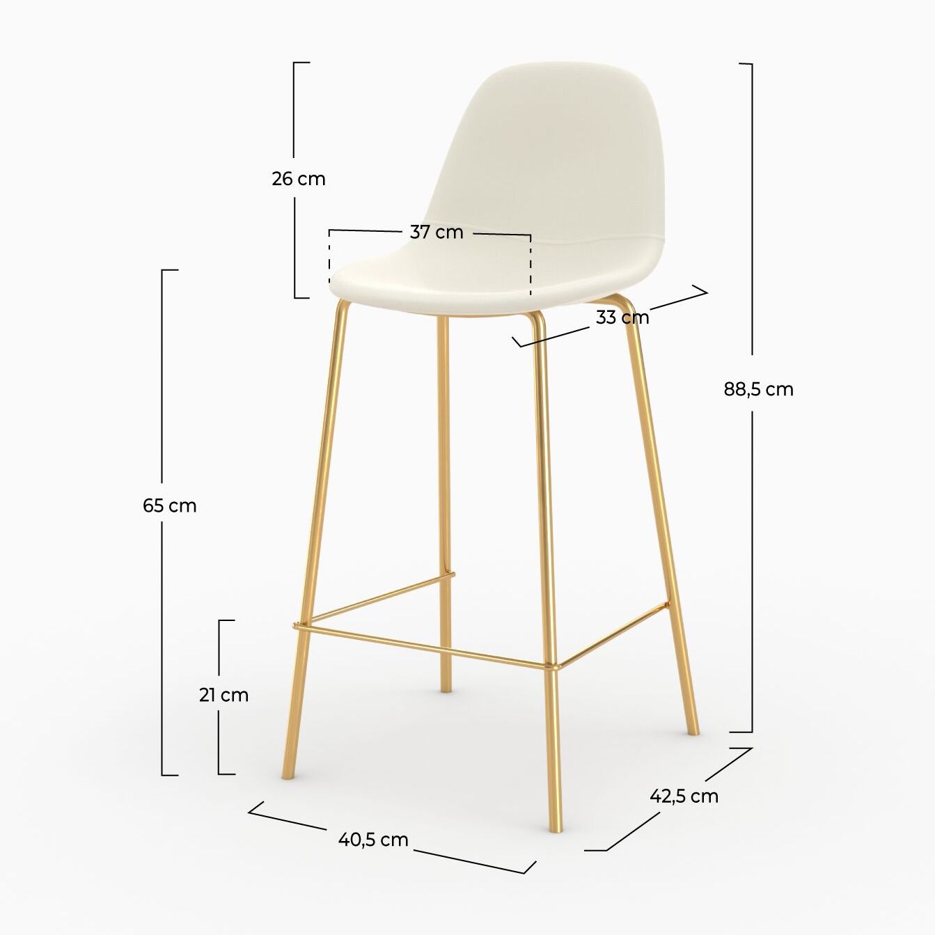 Chaise pour îlot central en cuir synthétique blanc 65 cm - Henrik