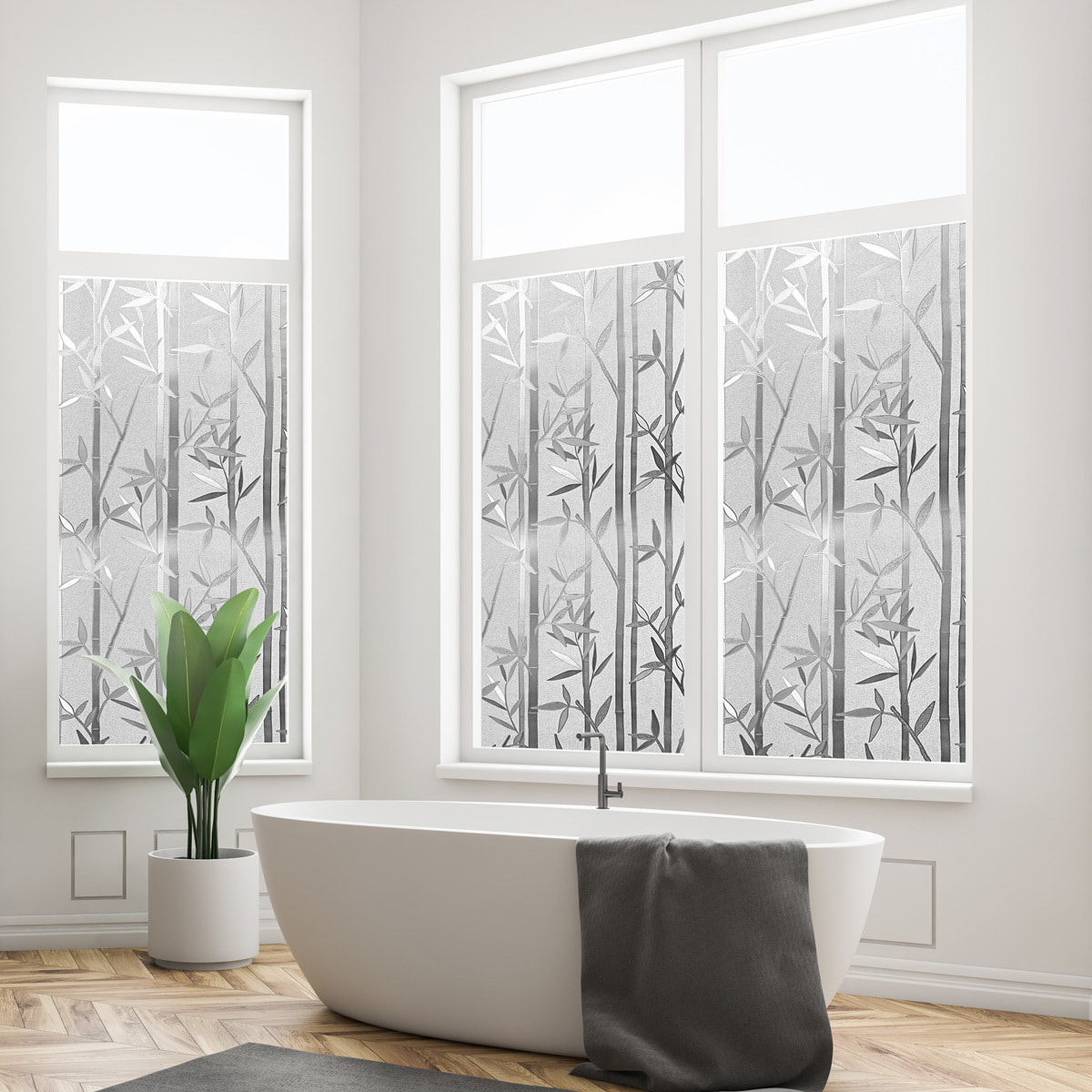 Rouleau occultant vitrostatique bambous pour fenêtre au mètre - Film Anti Regard Electrostatique Occultant Vitre Anti UV