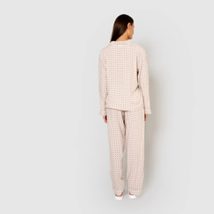 Pigiama lungo rosa enrieta in viscosa stile camicia