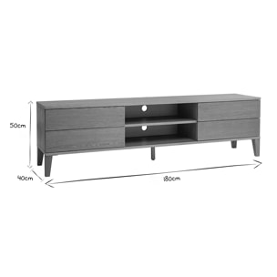 Meuble TV scandinave bois clair chêne 4 tiroirs L180 cm FREDDY