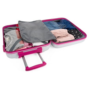 Juego De Maletas Pc Itaca Base Blanco/Fucsia Blanco Dots
