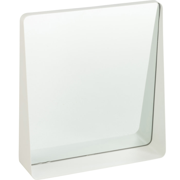 J-Line miroir Carré - métal/verre - blanc - 38 x 41 cm