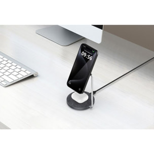 Chargeur ADEQWAT stand compatible Qi2/MagSafe 2 en 1 15W
