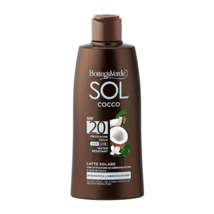 SOL Cocco - Latte solare - intensifica l'abbronzatura - con attivatore di abbronzatura e latte di Cocco (200 ml) - water resistant - protezione media SPF 20