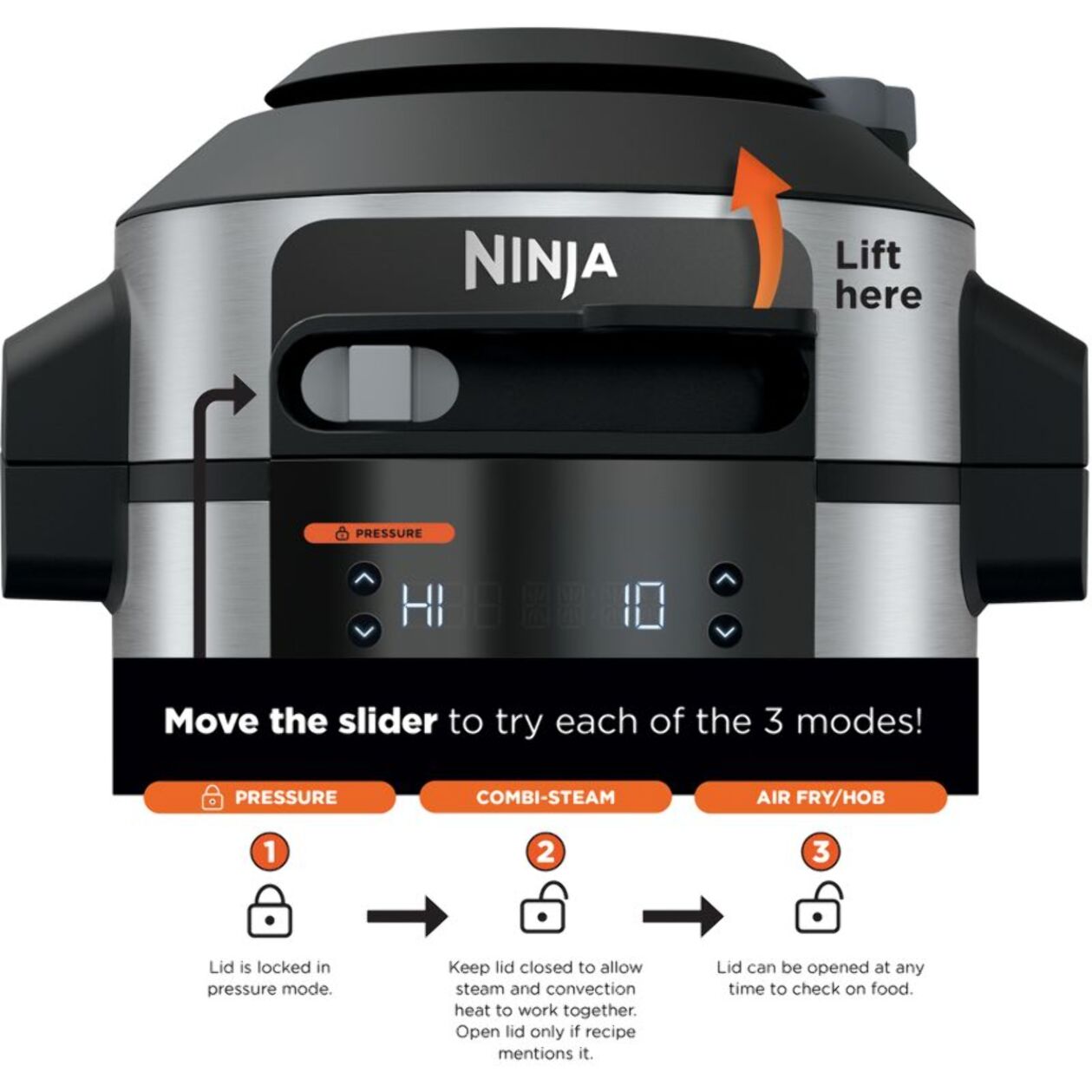 Multicuiseur NINJA Foodi OL550EU gris/noir 6 L, 11 modes de cuisson dont air fryer