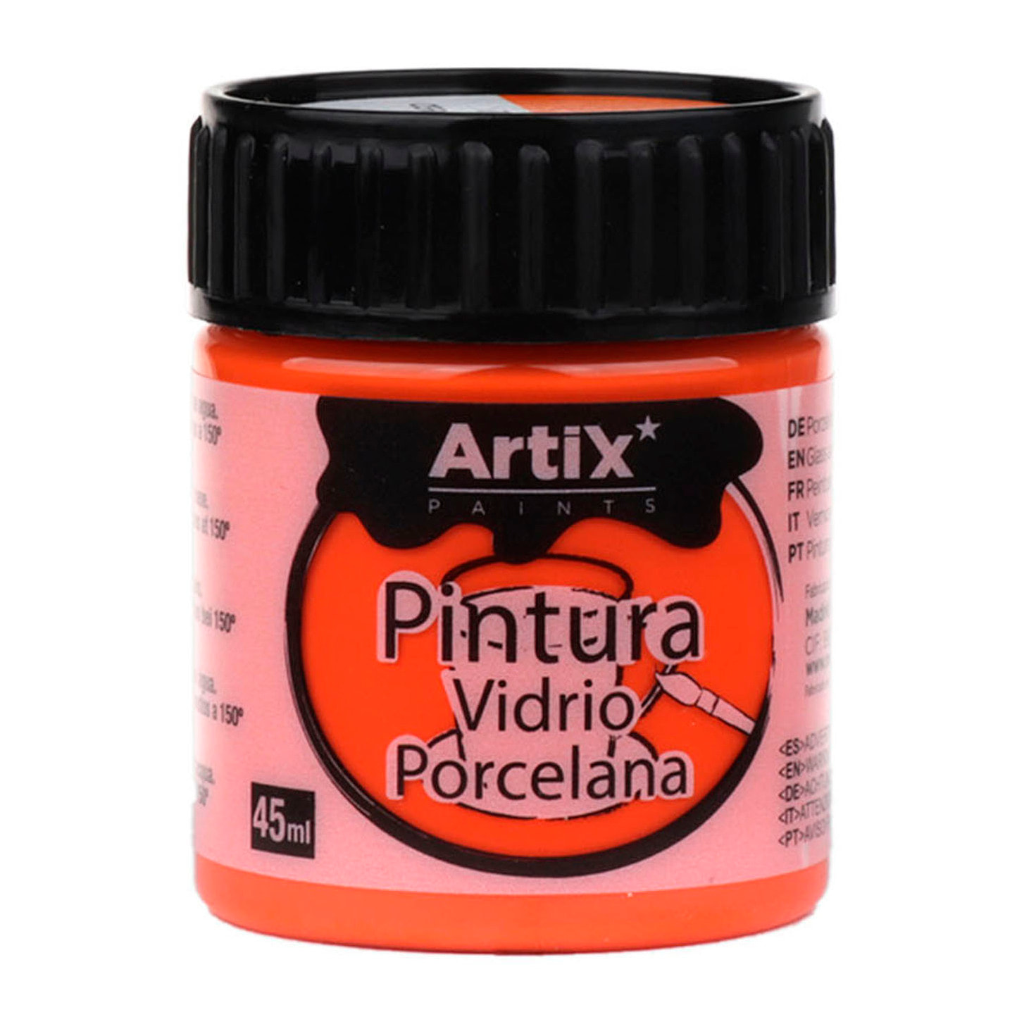 Pack da 6 Uds. PITTURA CERAMICA E VETRO 45 ml COLORE ARANCIONE