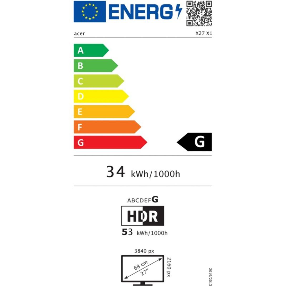 Ecran PC Gamer ACER Predator X27X1bmiippruzx 27''