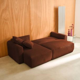 Canapé d'angle convertible réversible 3 places velours côtelé avec coffre ALMO