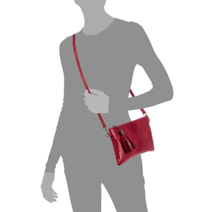 Ermine Bolso bandolera Mujer.Piel auténtica Gamuza Grabado Serpiente