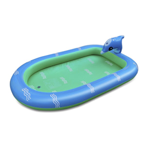 Piscina per bambini Splash Pad con delfino. Getti d'acqua laterali. 170x110 cm.