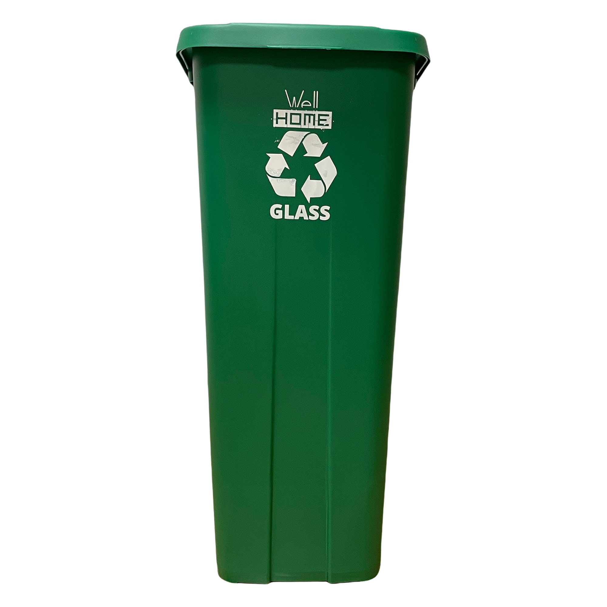 Contenedor - cubo de basura wellhome reciclo 110l, color verde cerrado con tapa, ideal para reciclaje de vidrio, con ruedas