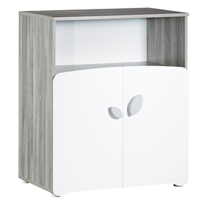 Commode à langer 2 portes 97x76x66cm en bois gris