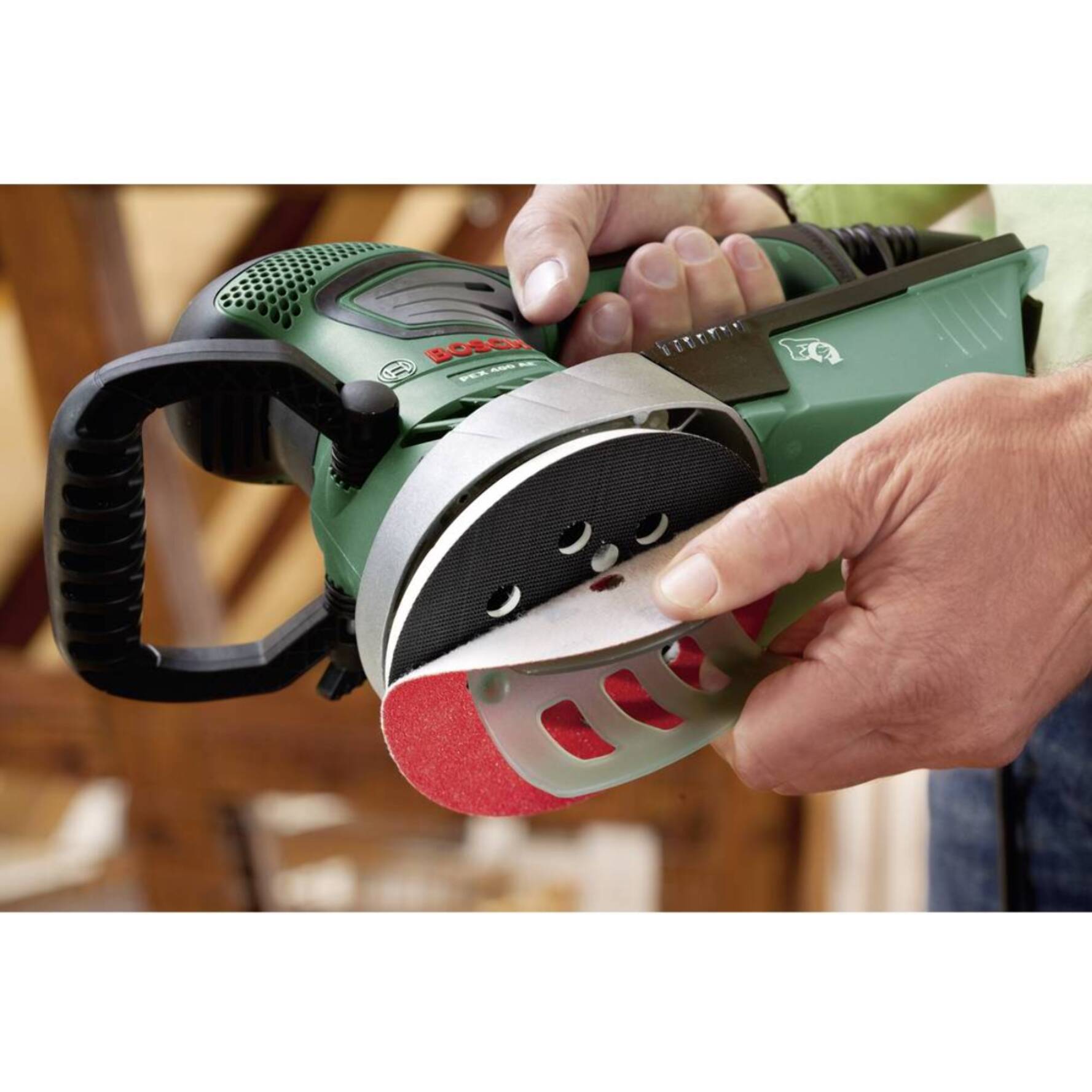 Lijadora excéntrica BOSCH PEX 400 AE - 350W - en caja + accesorios - 06033A4000