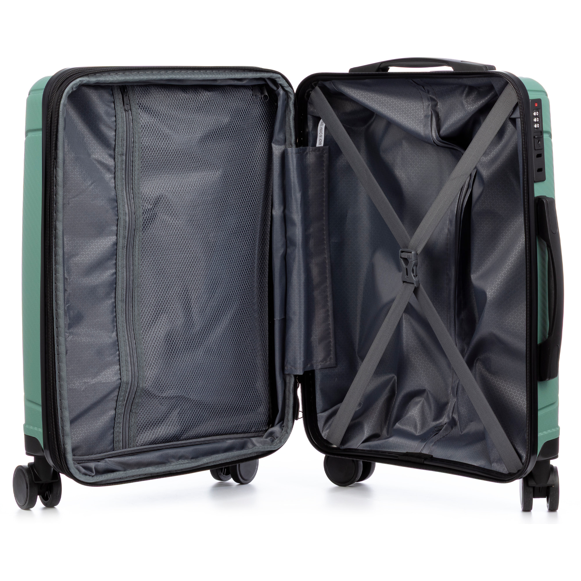 Set di 3 valigie trolley espandibili in PP resistente alla rottura. Chiusura TSA numerica, 4 ruote girevoli doppie a 360°.